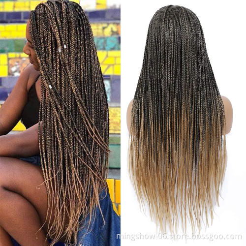 Synthetic wigs heat resistant knotless box braided wigs for black women